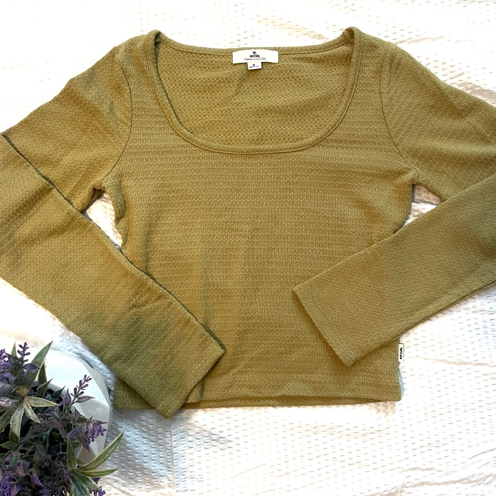 rip Curl Sage Green Long Sleeve Cozy Crop Top